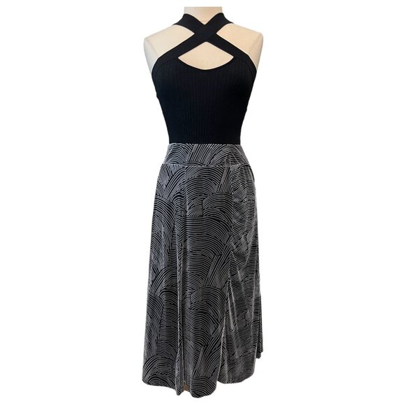 Long black and gray devore velvet skirt - Picture 2 of 7